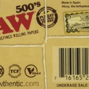 RAW 500's Classic Natural Unrefined Rolling Paper 1 1/4 79mm Size