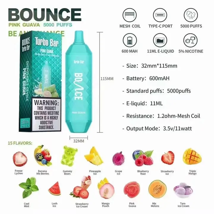 Turbo Bar 5000 Puff Disposable by Bounce Vape